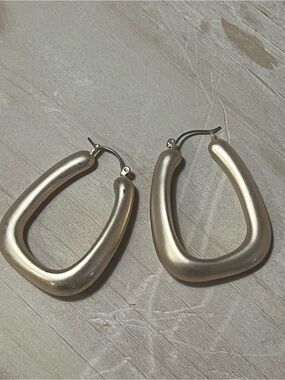Matte Gold Sculptural Hoop Earrings for Women